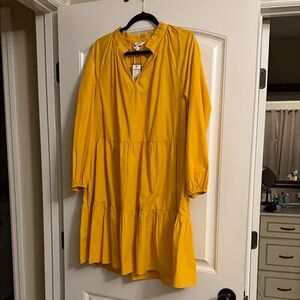 crown & ivy Mustard Yellow Tiered Long-Sleeve Dress